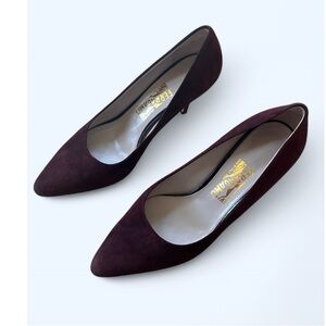 Ferragamo Burgundy Kitten Heels